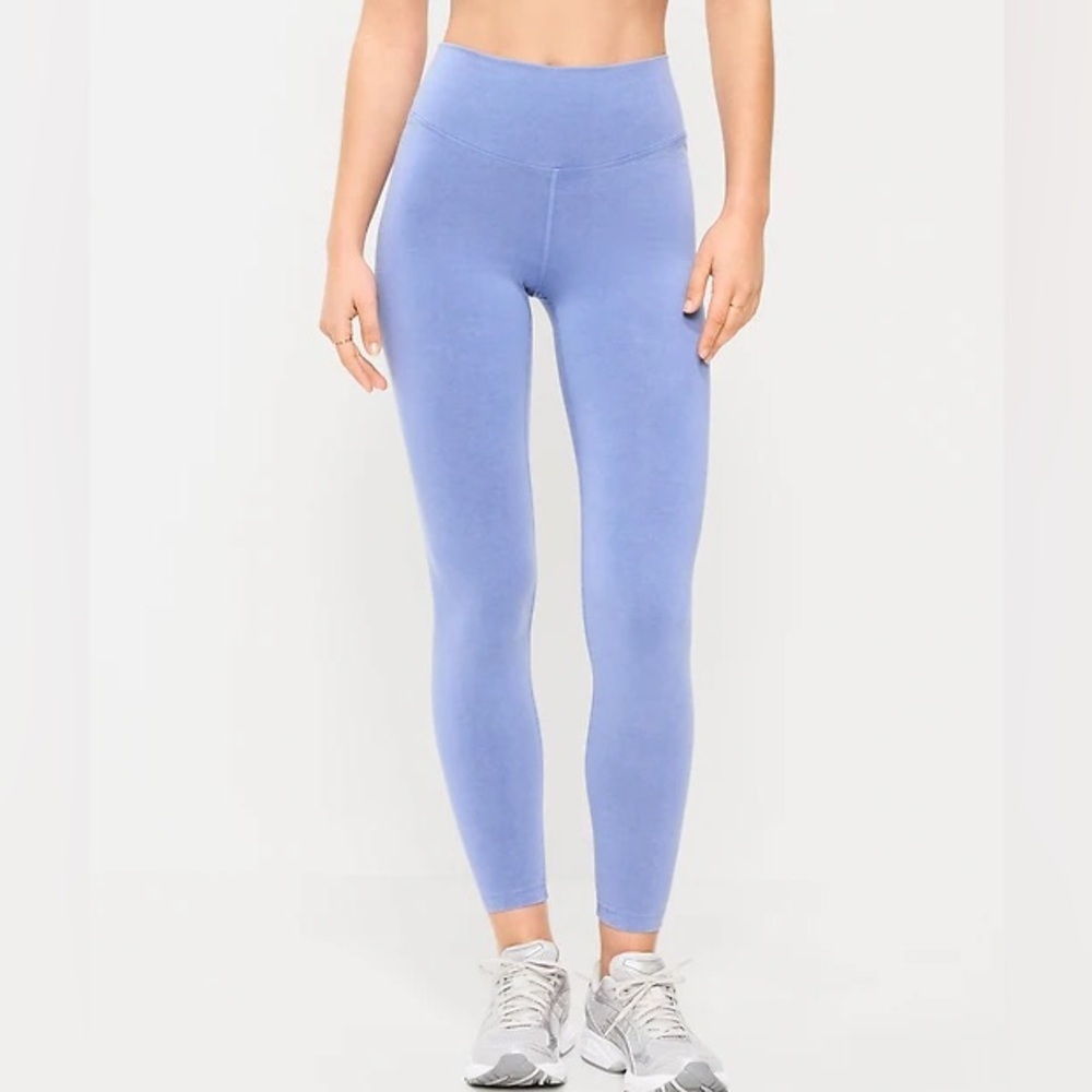 Old Navy High Waisted PowerChill 7/8 Cotton Lobelia Blue Leggings Size M NWT